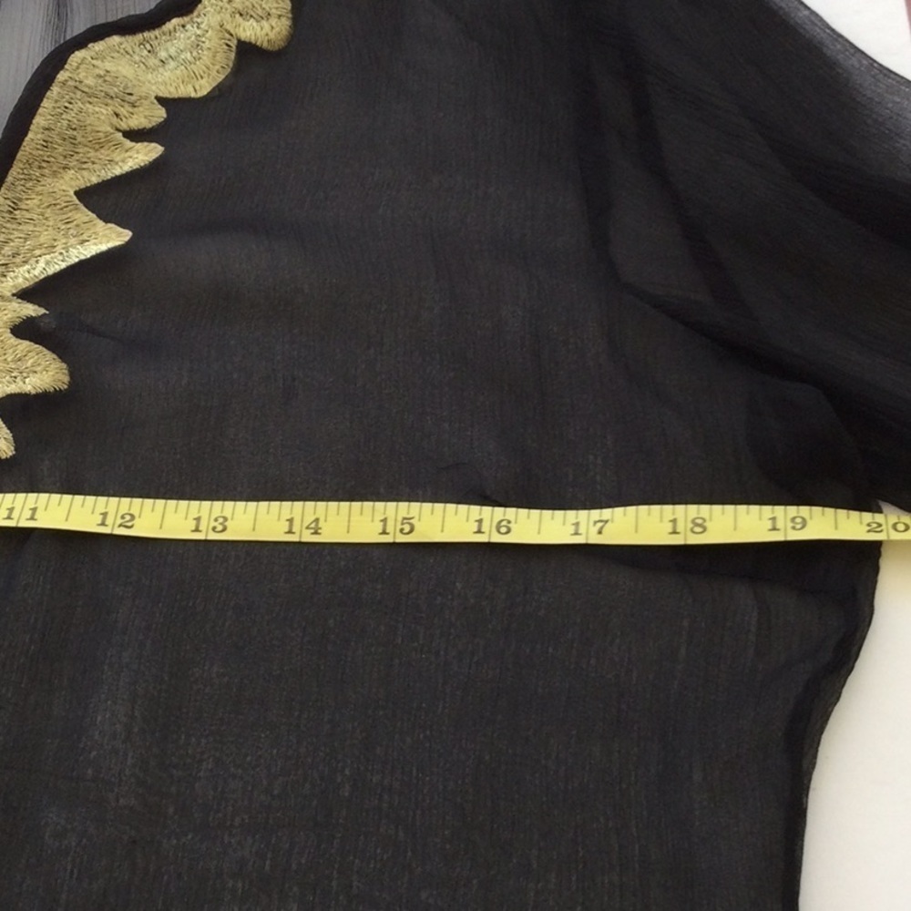 WD.NY Women’s Sheer Silk Black & Gold Blouse Sz 10 hand wash #259## - Picture 5 of 7